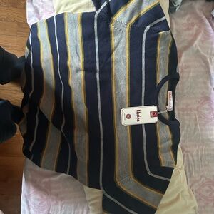 lululemon athletica Men's Striped Sweatshirt - Navy and Yellow